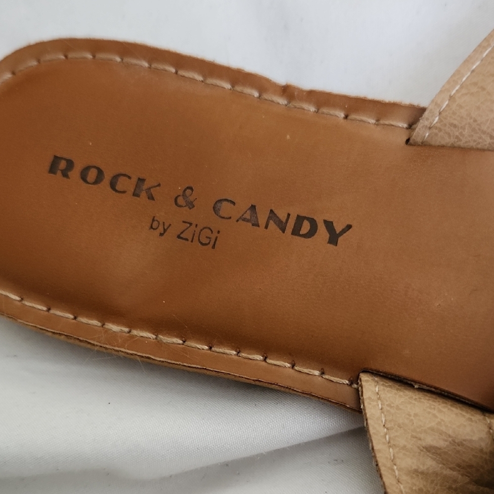 Rock & Candy Beige Studded Slide Sandals - Picture 2 of 3